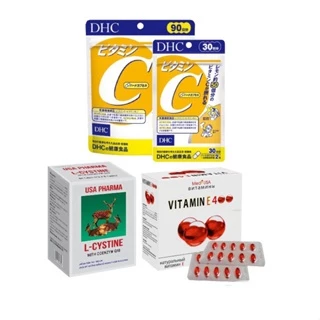 [ COMBO ] Viên Uống Đẹp Da, Trắng Da L-Cystine, Vitamin C, Vitamin E - Chống Oxy Hoá, Sáng Đều Màu Da, Mờ T