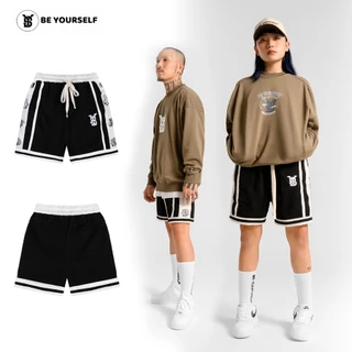 Quần short cạp chun unisex Line Be Yourself Full Logo - BYS quần đùi thiết kế thêu cạp chun dây rút chất lượng cao cấp