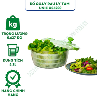 Rổ Quay Rau Ly Tâm Unie US5200 - Dung tích 5.2L - Hàng chính hãng