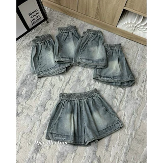 Quần short jean nữ,quần đùi jean nữ bò ngắn cạp cao phối lưng chun trước hàn quốc