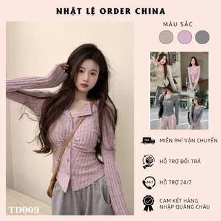 Áo cardigan dệt kim dài tay dáng ôm body cổ chữ V 3 màu mới nhất Thời Trang Nữ hàng QC cao cấp- TD009