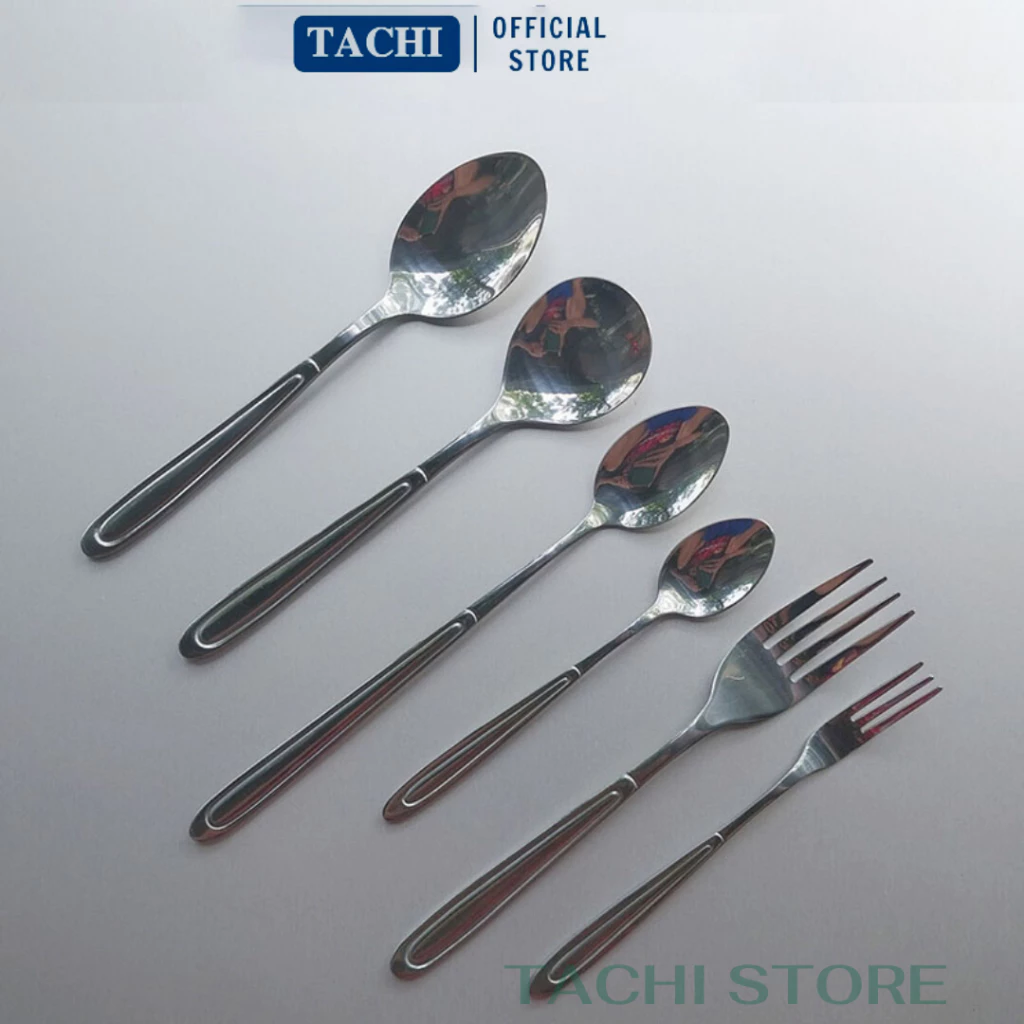 Set 5 thìa muỗng đủ kích thước bằng inox cao cấp TACHI STORE dùng để ăn cơm, ăn chè, hoa quả, cafe, sinh tố