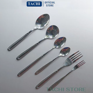 Set 5 thìa muỗng đủ kích thước bằng inox cao cấp TACHI STORE dùng để ăn cơm, ăn chè, hoa quả, cafe, sinh tố