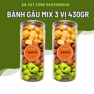 Bánh Gấu Nhân Kem 3 vị hộp 430g thơm ngon, đồ ăn vặt | haovosnack