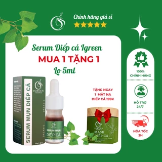 Serum Mụn Diếp Cá Igreen - Cải thiện da sau 7 ngày, giảm mụn, giảm thâm [Mẫu 5ml]