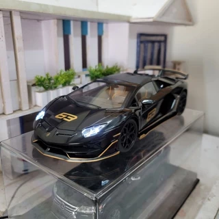 Mô hình xe Lamborghini Aventador SVJ 63 tỉ lệ 1:18 bằng hợp kim có đèn, đánh lái và âm thanh tiếng động cơ