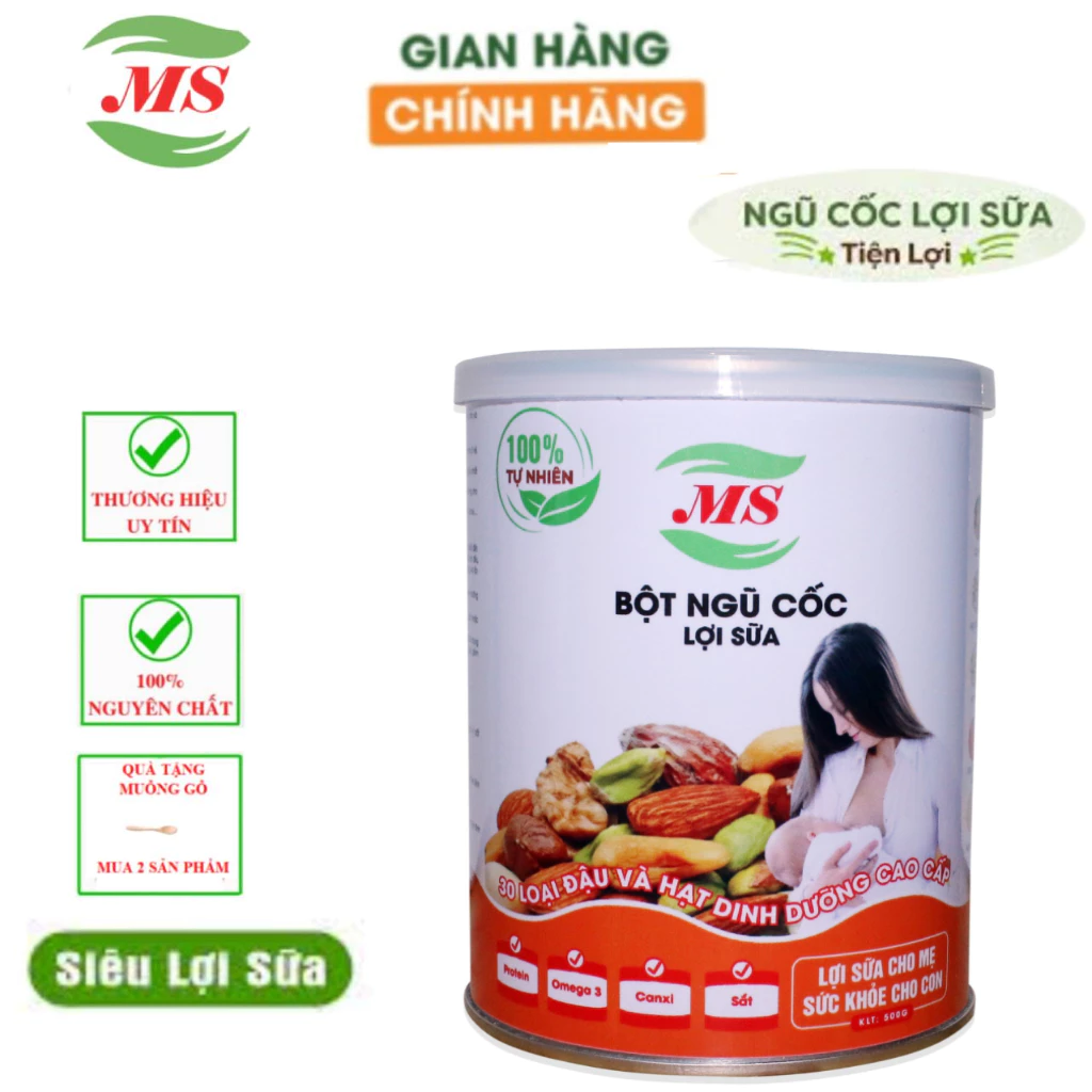 Ngũ Cốc Lợi Sữa MS (500g) 30 Loại Hạt mẫu mới - Bột Ngũ Cốc Lợi Sữa MS