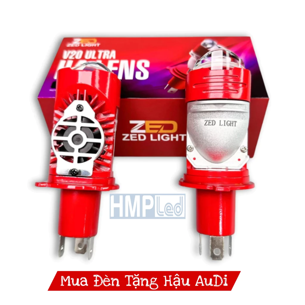 [ Mua Đèn Tặng Hậu Audi ] Đèn Pha Bi Cầu V20 Ultra Dòng Điện 12-24V DC 55W Trợ Pha Laser Chân H4 - Bảo Hành 12 Tháng