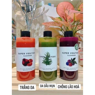 Sữa Rửa Mặt Rau Củ Super Vegitoks Hàn Quốc 300ml 3Trong1 Giúp Thải Độc Làm Tẩy Trang Làm sạch da