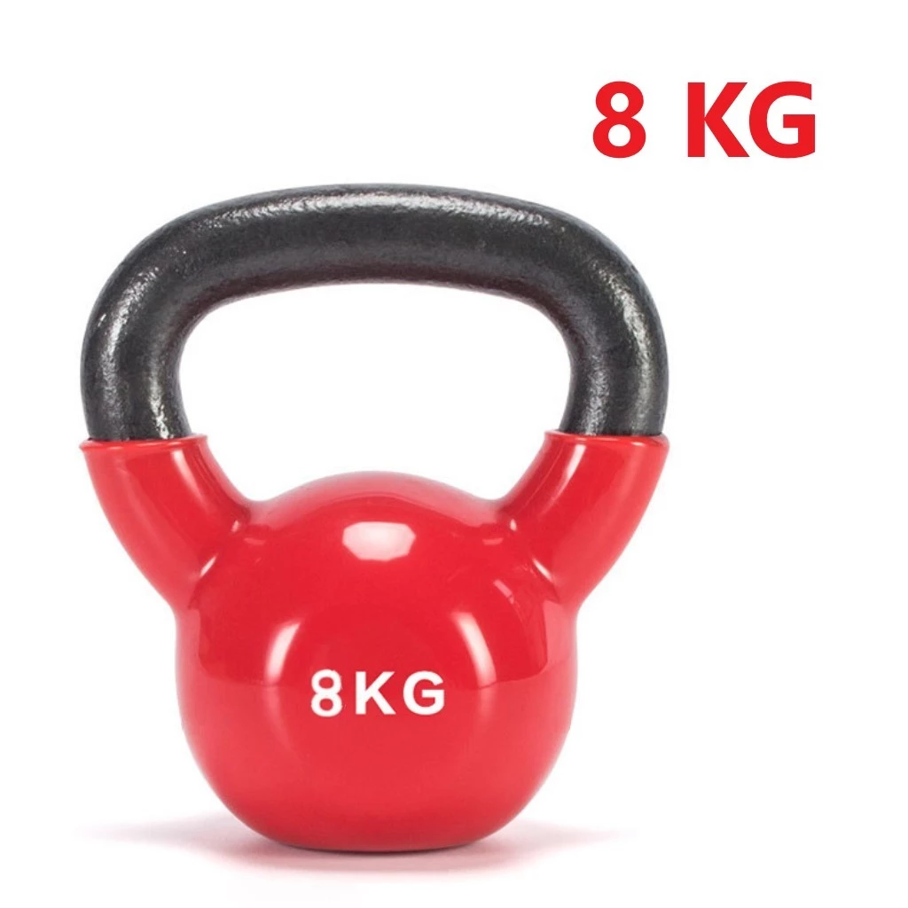 Tạ Ấm, Tạ Bình Vôi lõi gang bọc cao su loại 8kg 6kg 4kg tập bụng tại nhà, có quai xách chống trượt