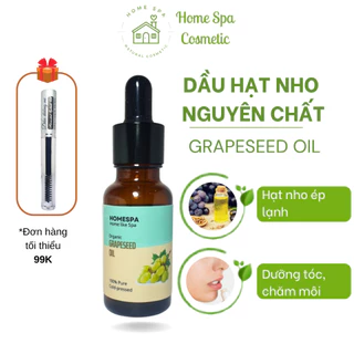 Dầu hạt nho hữu cơ HomeSpa - Ép lạnh, tinh khiết - Dưỡng da, dưỡng tóc - 20ml / 50ml / 100ml