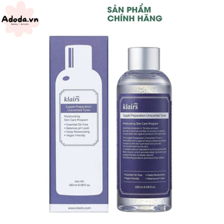 Nước Hoa Hồng/ TONER Dear Klairs Supple Preparation Unscented Toner Không Mùi Dưỡng Ẩm Và Làm Mềm Da 180ml >