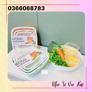 Rổ nhựa đa năng 6 món kèm chậu Ecco Việt Nhật đựng rau, hoa quả, đựng đồ -VH284
