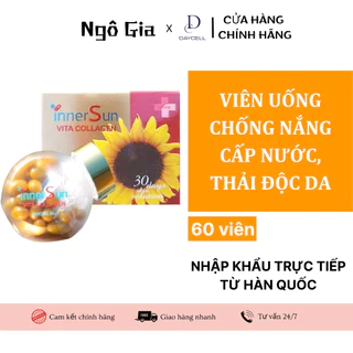 Viên Uống Chống Nắng, Trắng Da, Cấp Nước, Thải Độc Inner Sun Vita Collagen Daycell. hộp 60 viên