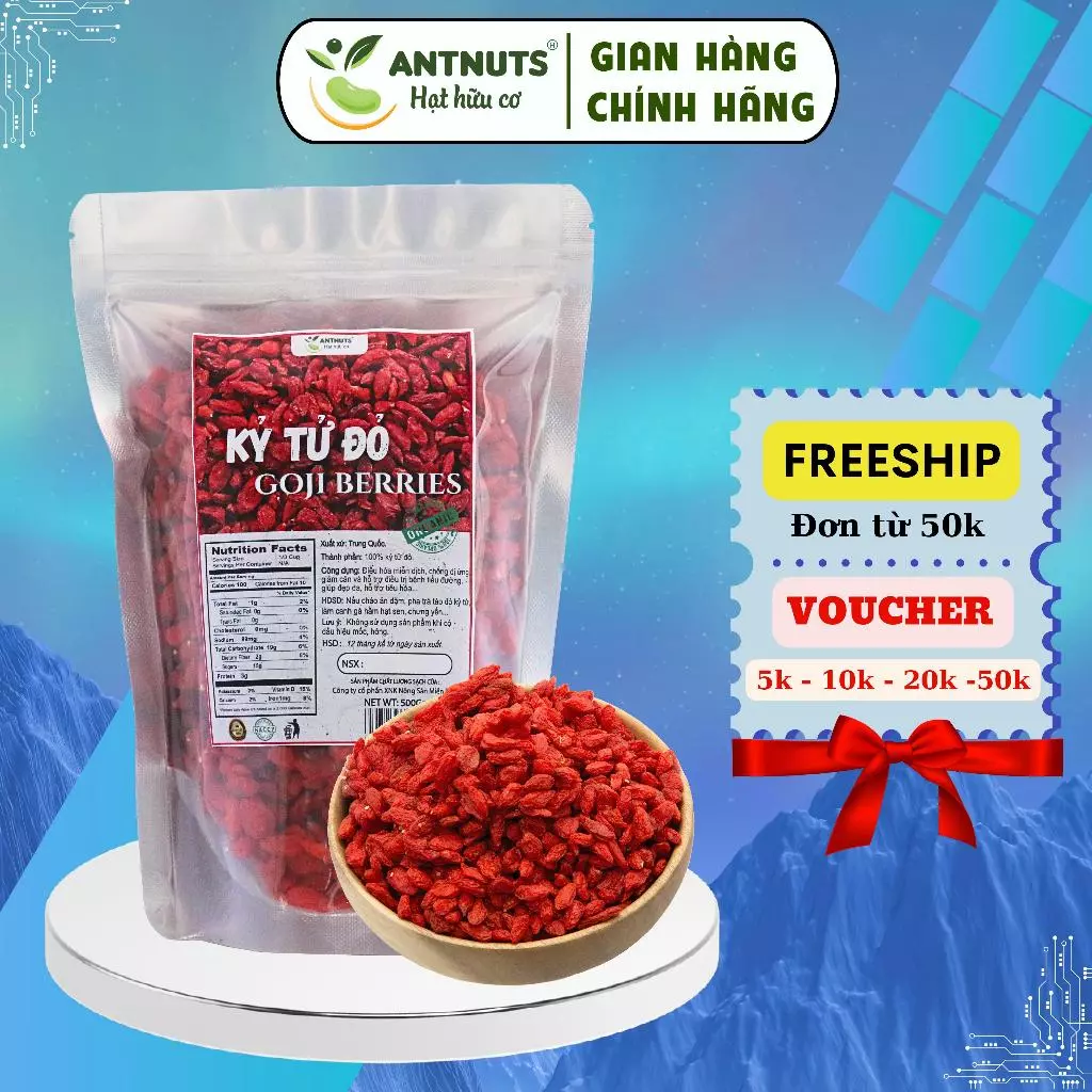 ✅[HÀNG LOẠI 1] Kỷ Tử Đỏ (Câu Kỉ Tử) 100gr Sấy Khô- Giúp Đẹp Da, Bổ Máu, Dễ Ngủ, Sáng Mắt