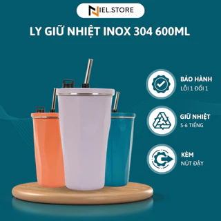 Ly Giữ Nhiệt TYESO 600ML Inox 304 Cao Cấp Không Gỉ Dễ Dàng Vệ Sinh Sau Khi Sử Dụng + Tặng Ống Hút Có Núm Đậy Tiện Lợi