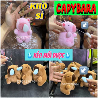 ❌[KHO SỈ]❌(Kéo Được) MÓC KHOÁ GẤU BÔNG CAPYBARA CHUỘT LANG CHẢY MŨI-Đeo Balô Siêu Cute-Hàng Cao Cấp-Lông Mịn