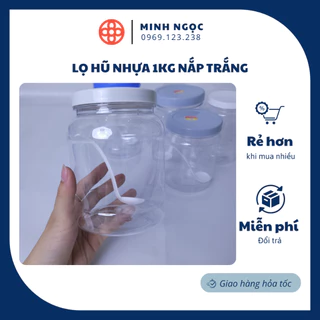 Lọ hũ nhựa 1kg nắp trắng và đủ màu đựng thực phẩm sạch giá rẻ VN