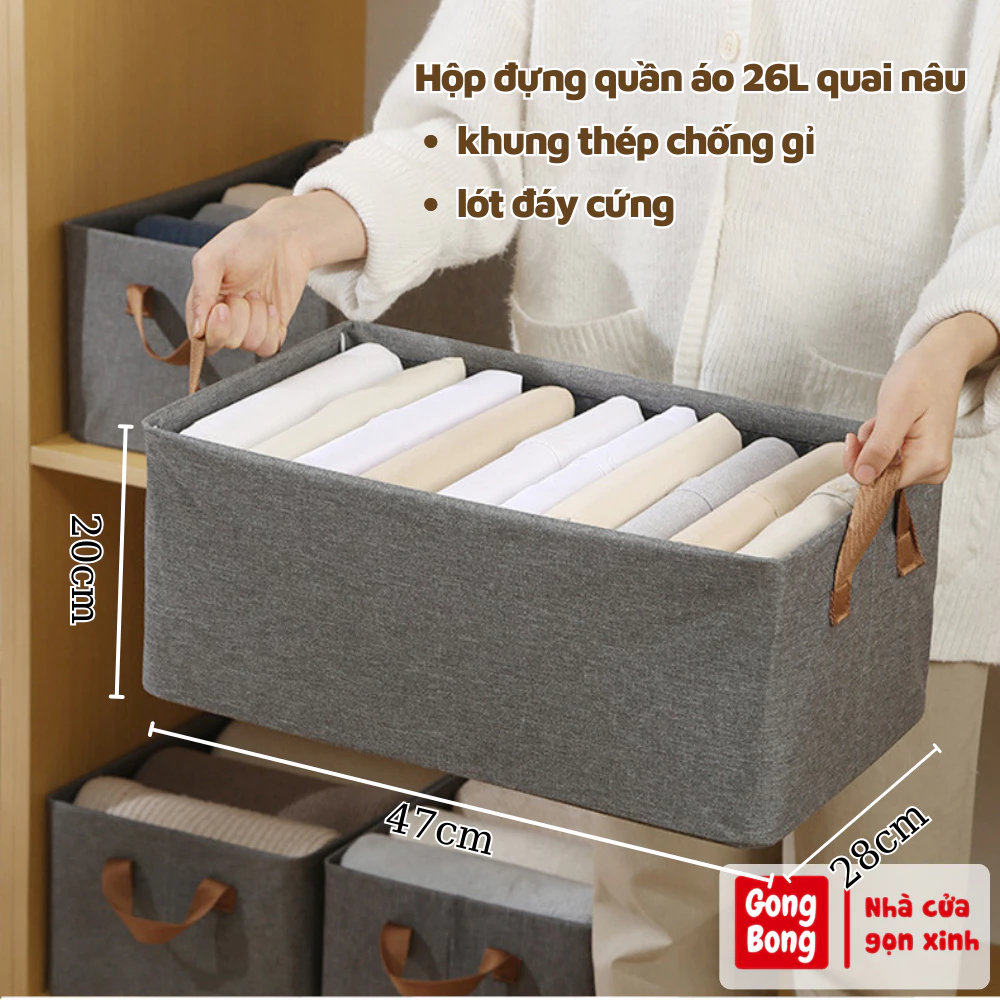 (New) Hộp trượt đựng xếp quần áo, có khung thép, mặt đáy có tấm lõi, tay cầm tiện lợi MS:3899
