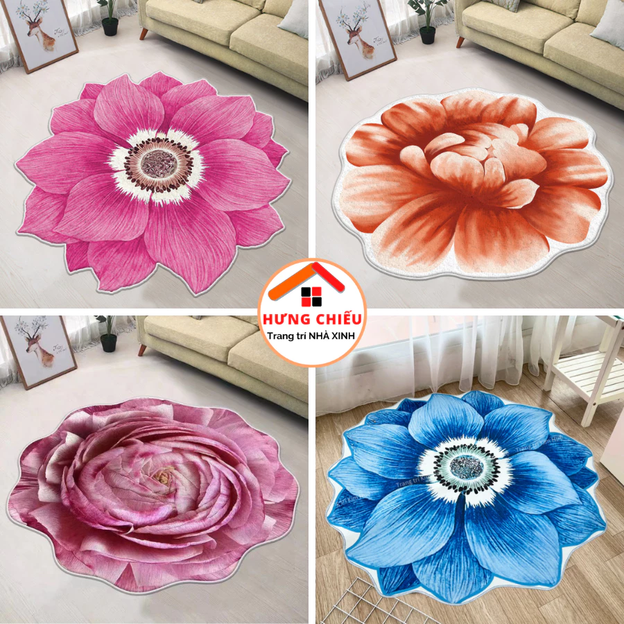 Thảm phòng khách bali họa tiết hoa, thảm phòng ngủ (1m) chống trơn trượt dễ dàng vệ sinh - Hưng Chiếu ED03