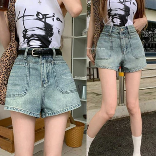 Quần short jean nữ  cạp cao phối túi trước phong cách hàn quốc - 247store - Jeandui9678_P10K1