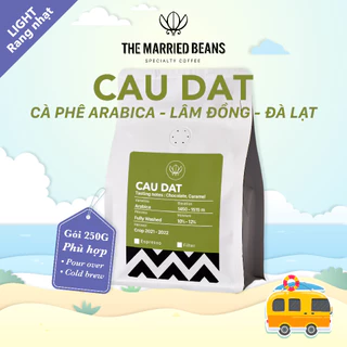 Cà phê đặc sản rang mộc Arabica 100% Cầu Đất, rang nhạt (pour over, cold brew) THE MARRIED BEANS (Túi 250gr)