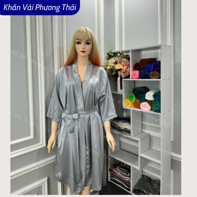 Áo choàng spa, salon tóc, áo choàng make vải lụa phi thun luxury