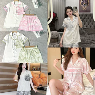 Bộ Pijama Lụa xước Cộc Tay Hàng Thiết Kế Cao Cấp Chất Mềm Mịn Mát