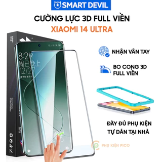 Kính cường lực Xiaomi 14 Ultra viền đen 3D nhận vân tay màn hình Smart Devil - Dán màn hình Xiaomi Mi 14 Ultra