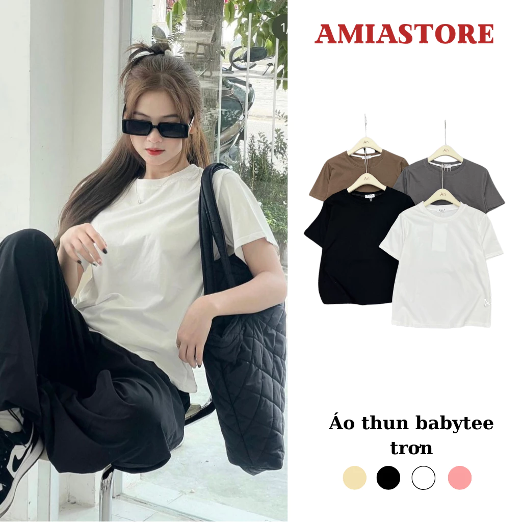 Áo thun babytee trơn basic phong cách hàn quốc amiastore