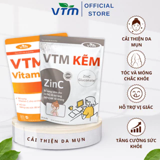 Combo Giảm mụn mờ thâm, Gấp đôi đề kháng VTM Vitamin C và VTM Kẽm - 30 ngày