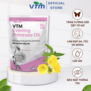 Viên uống tinh dầu hoa anh thảo VTM Evening Primrose Oil, hỗ trợ cân bằng nội tiết tố, làm đẹp da, tóc, móng