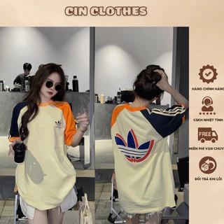 Áo thun raglan thêu logo ADS tay cam lưng in cỏ ba lá kiểu dáng unisex Nam Nữ - hàng có sẵn