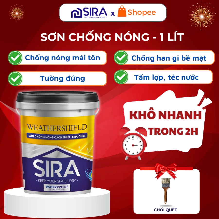 Sơn chống nóng mái tôn, tường gạch, téc nước (1 Lít) - Chống nóng, chống gỉ bề mặt tấm lợp, vách ngăn nhà xưởng