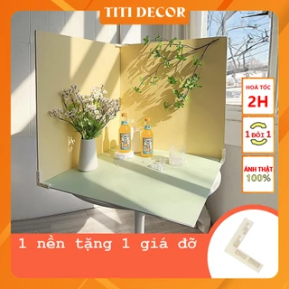 [Tặng giá đỡ] Tấm PVC Background 60x60 TiTi Decor Phông Nền Chụp Ảnh Sản Phẩm Vân Gỗ, Vân Xi Măng, Màu Trơn