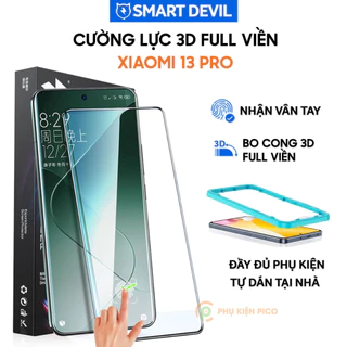 Kính cường lực Xiaomi 13 Pro viền đen 3D nhận vân tay màn hình Smart Devil - Dán màn hình Xiaomi Mi 13 Pro