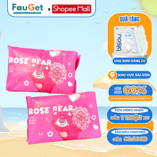 Khăn Lau Mặt Dùng 1 Lần FAUGET Gấu Dâu Rose Bear 50 Miếng Lau Khô