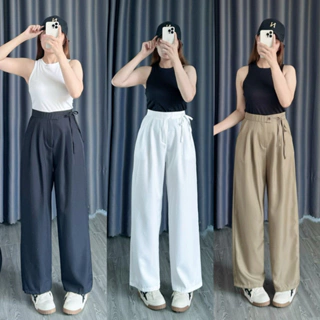 Quần Ống Rộng Suông Bigsize Nữ Culottes Ulzzang Chất Vải Cotton Lạnh Cao Cấp 3 Màu Đen Trắng Rêu MÃ QD