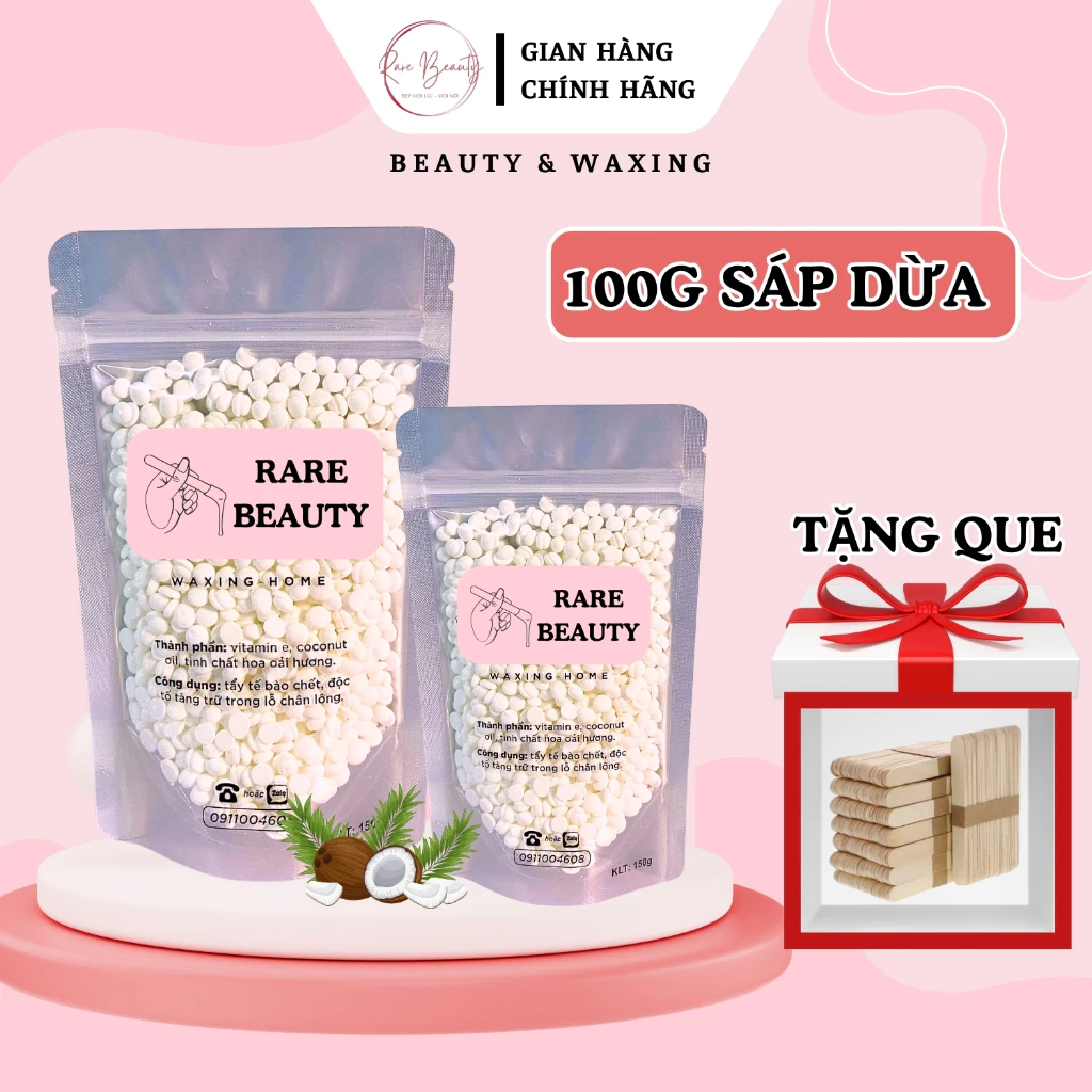 100G Sáp Wax Lông Sữa Dừa RARE BEAUTY Sáp Thơm Mùi Dừa Và Rất Dẻo Phù Hợp Cho Mọi Loại Da