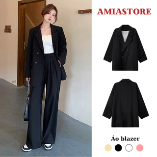 Áo blazer nữ áo vest dài tay khoác ngoài phong cách hàn quốc amiastore