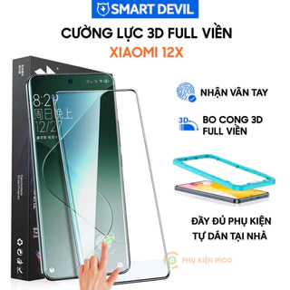 Kính cường lực Xiaomi 12X viền đen 3D nhận vân tay màn hình Smart Devil - Dán màn hình Xiaomi Mi 12X