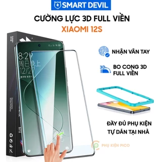 Kính cường lực Xiaomi 12S viền đen 3D nhận vân tay màn hình Smart Devil - Dán màn hình Xiaomi Mi 12S