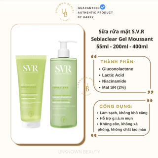 Sữa rửa mặt S.V.R Sebiaclear 200ml-400ml | Unknown Beauty