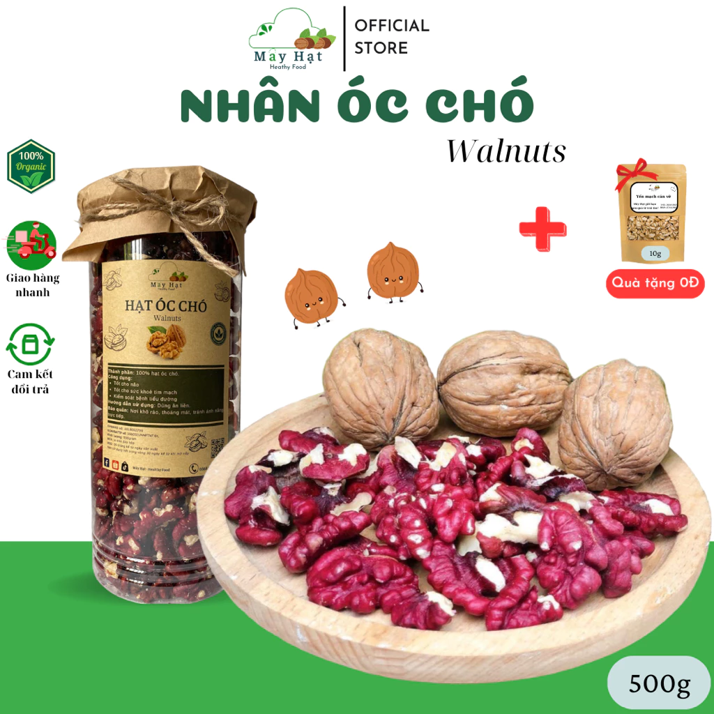 Nhân óc chó Mây Hạt nhập khẩu sấy chín đã tách vỏ 500g