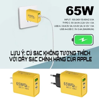 CỦ SẠC ĐIỆN ĐA NĂNG 3 TRONG 1, SẠC CHỐNG NÓNG MÁY, 1 CỔNG USB - 2 CỔNG TYPE-C