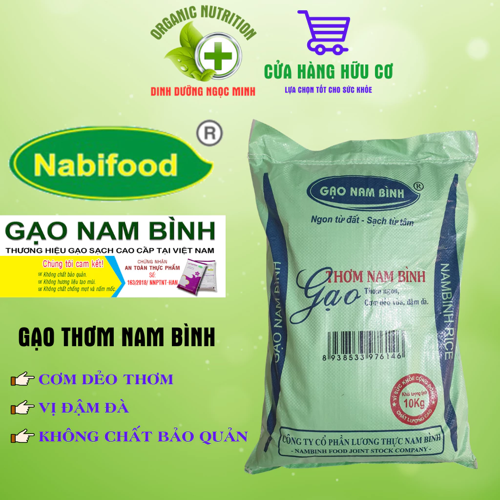 Free ship Gạo Thơm Nam Bình - Cơm dẻo thơm, vị đậm đà., bao 10kg