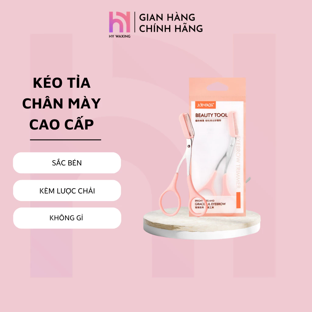 Kéo tỉa lông mày HY WAXING chất liệu thép không gỉ, đầu có lược mini CI-096
