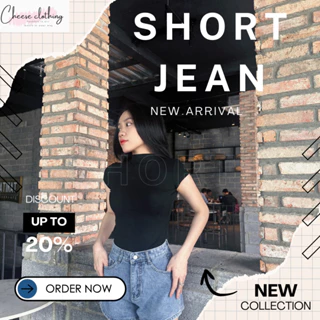 Quần Short Jean nữ Trơn Lưng Cao Cheese Clothing Trơn