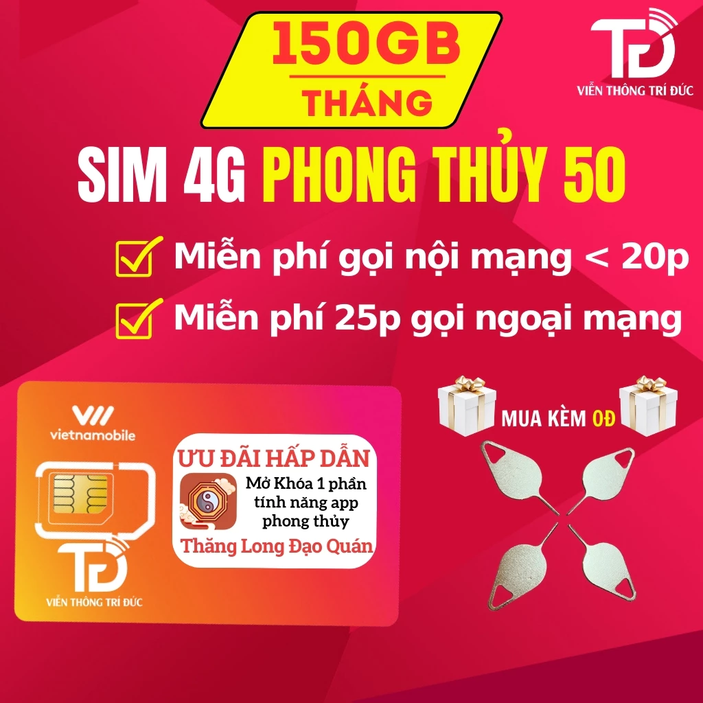 Sim 4G Vietnamobile Data 5Gb/10Gb/Ngày, Lên Mạng Thả Ga, Gọi Miễn Phí Chỉ Từ 50k/Tháng, Tự Chọn Sim Số Đẹp, ĐK Chính Chủ