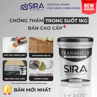 [Mới] Sơn chống thấm trong suốt SIRA AC 1KG - Sơn chống cao cấp chống thấm nhà vệ sinh, nền gạch, lộ thiên sân thượng